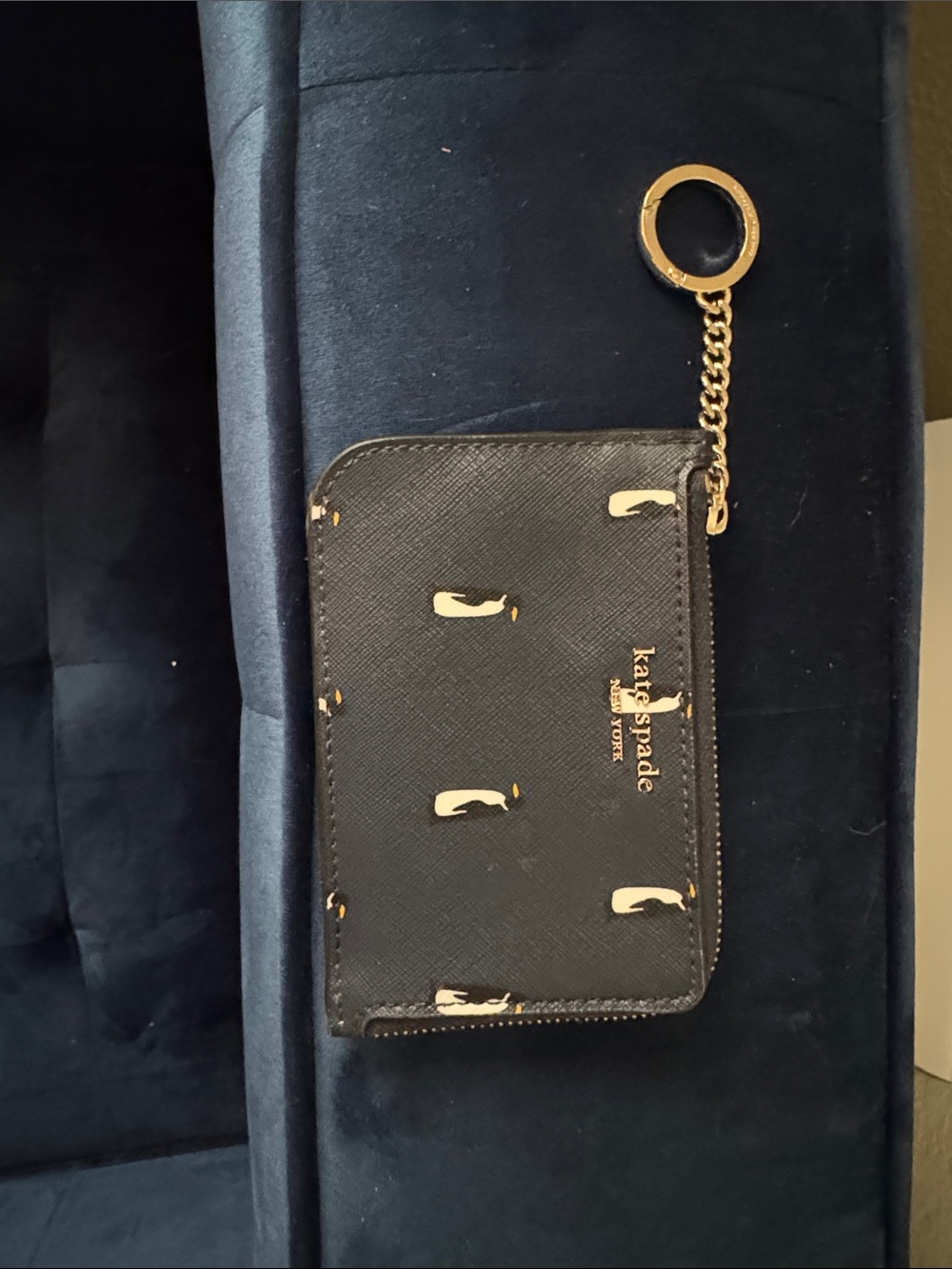 kate spade Blue and Gold Keyring Zip Cardholder